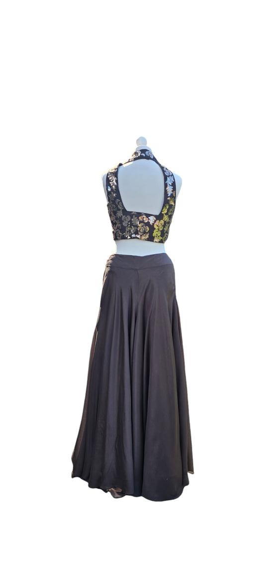Dark Brown Halter Neck Palazzo