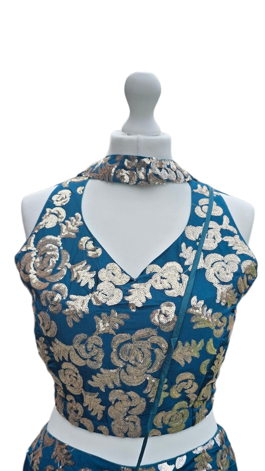 Inky Blue Haler Neck Palazzo