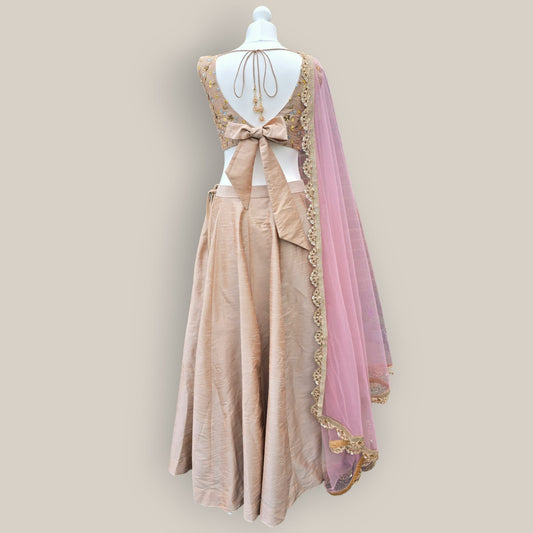 Beige Raw Silk Lehenga