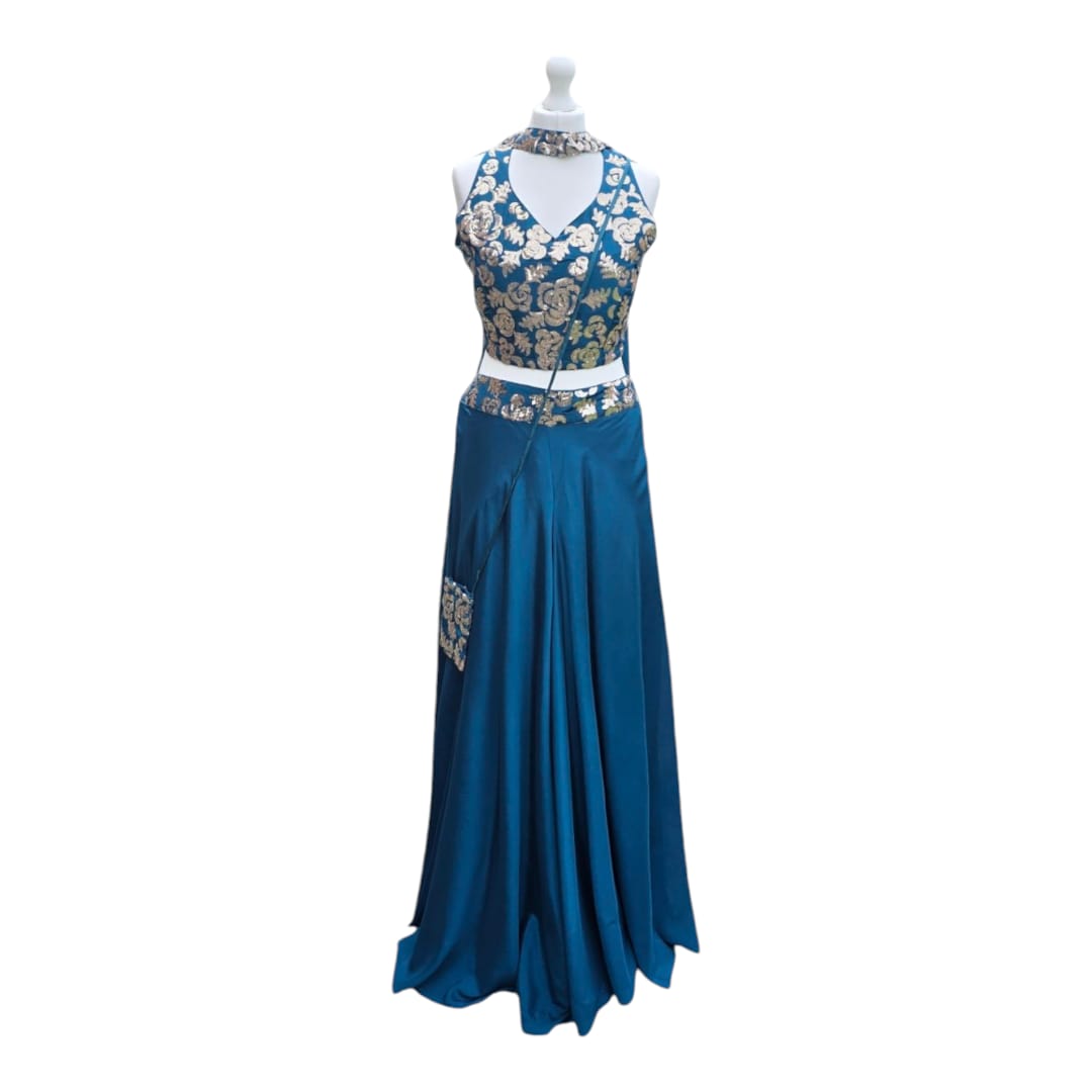 Dark Brown Halter Neck Palazzo