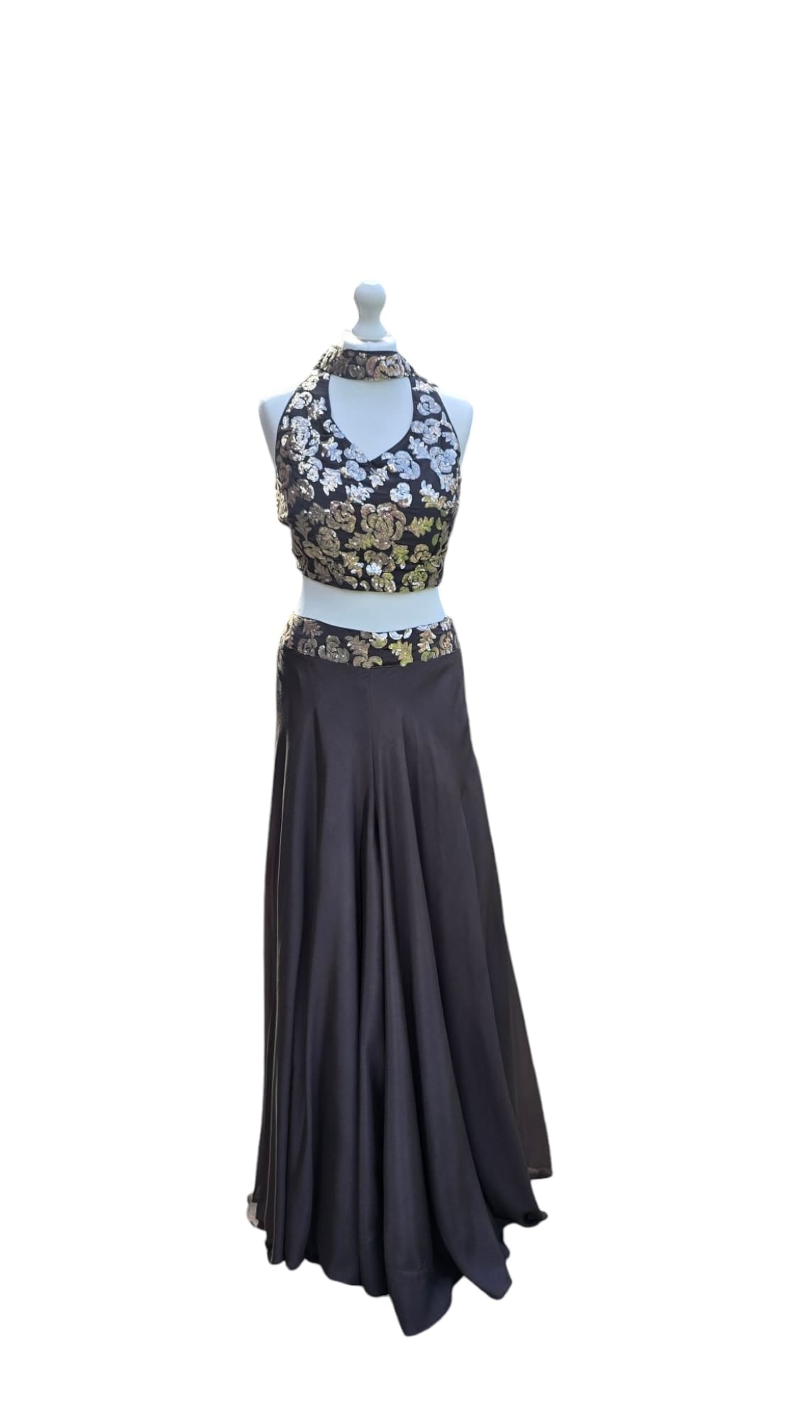 Dark Brown Halter Neck Palazzo