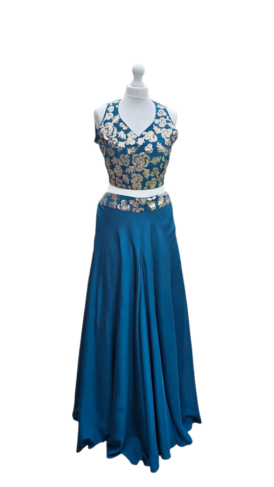 Inky Blue Haler Neck Palazzo