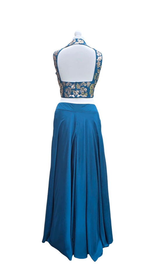 Inky Blue Haler Neck Palazzo