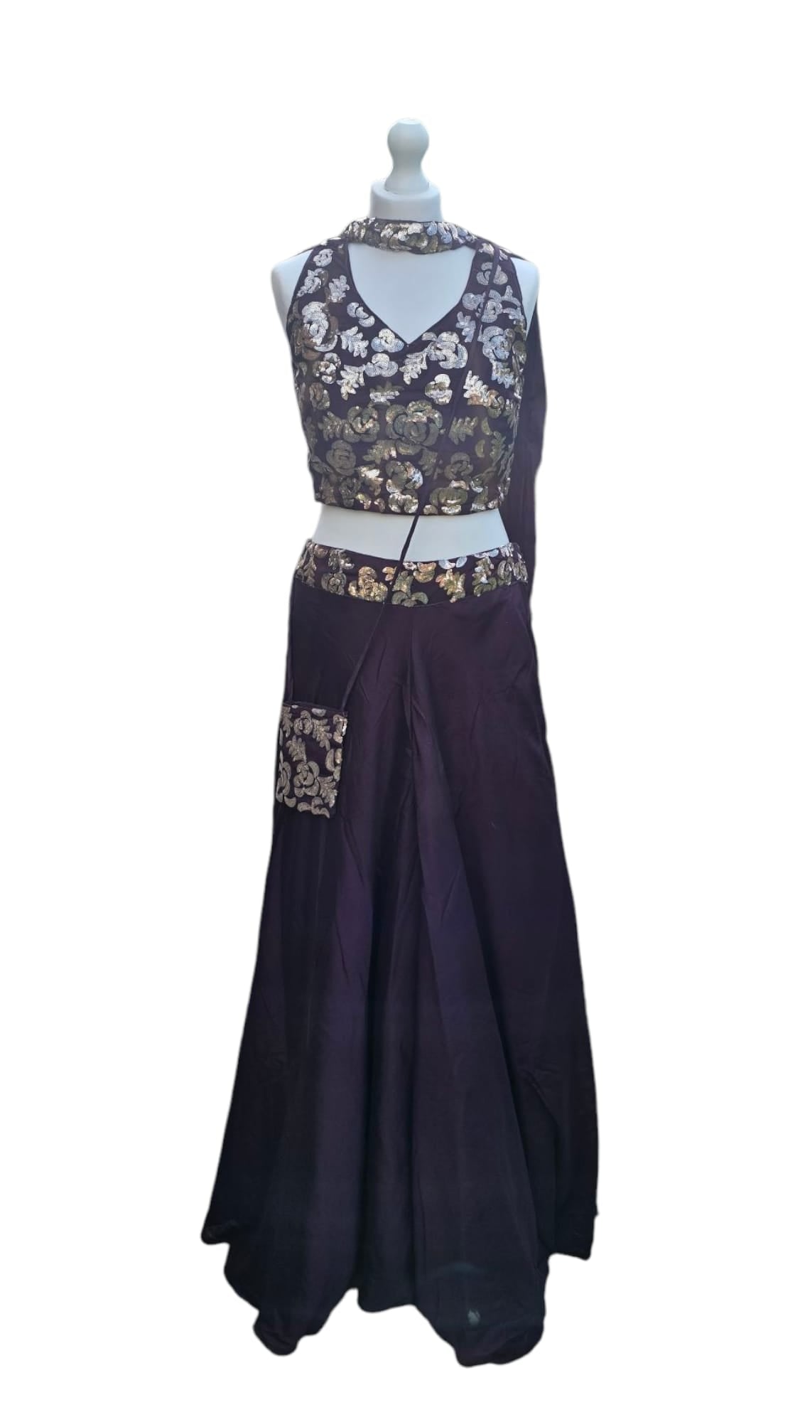 Aubergine Purple Halter Neck Palazzo
