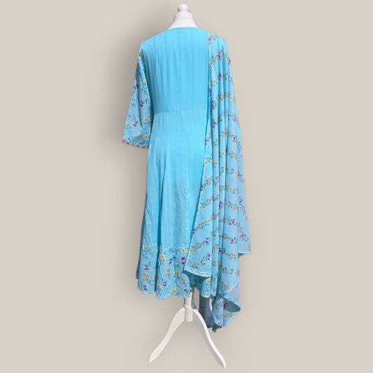 Light Blue Cotton Anarkali Suit