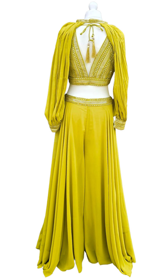 Light Olive Green Georgette Palazzo