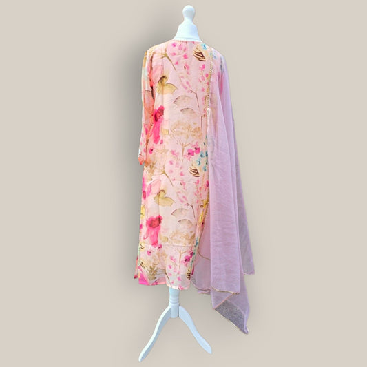 Light pink organza digital printed suit