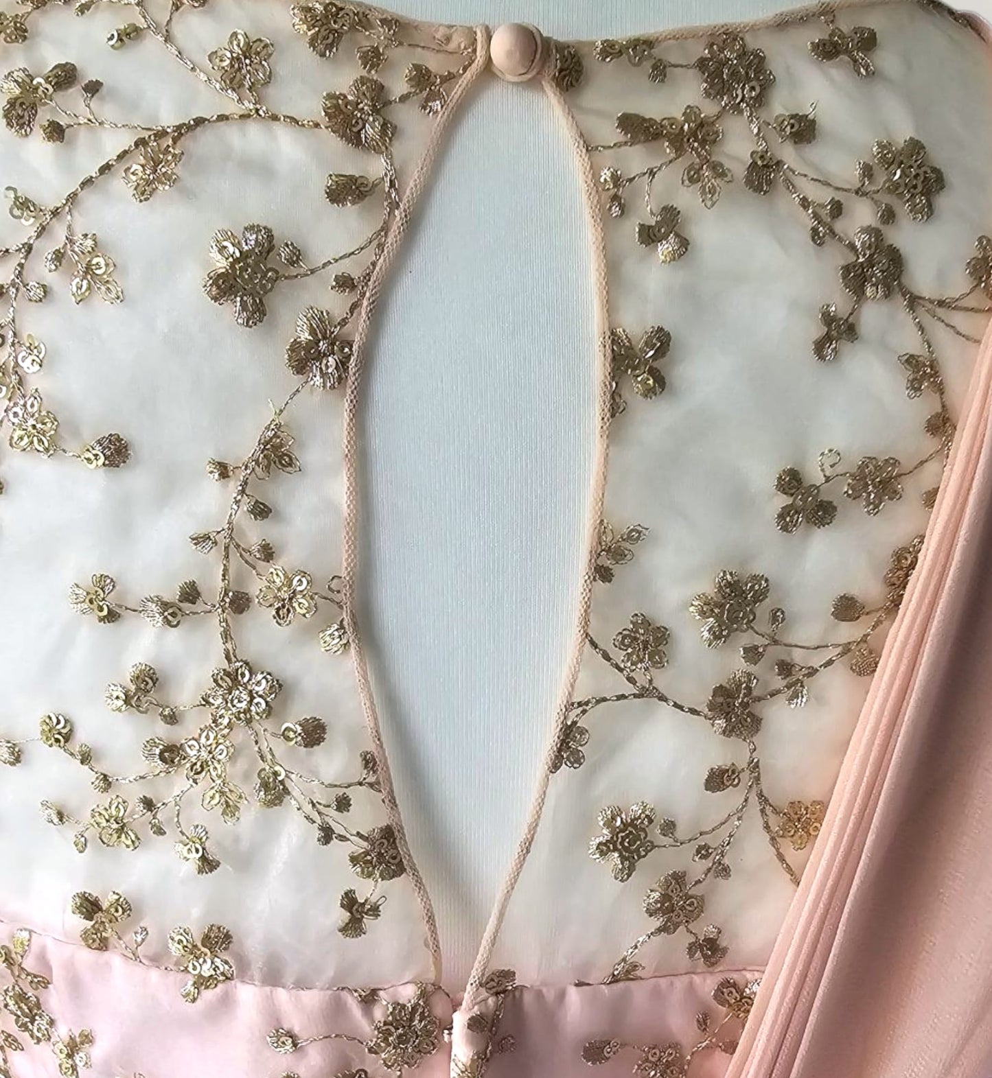 Powder Pink georgette pre-stitched saree