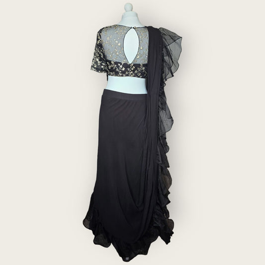 Black Georgette pre-stitched Saree