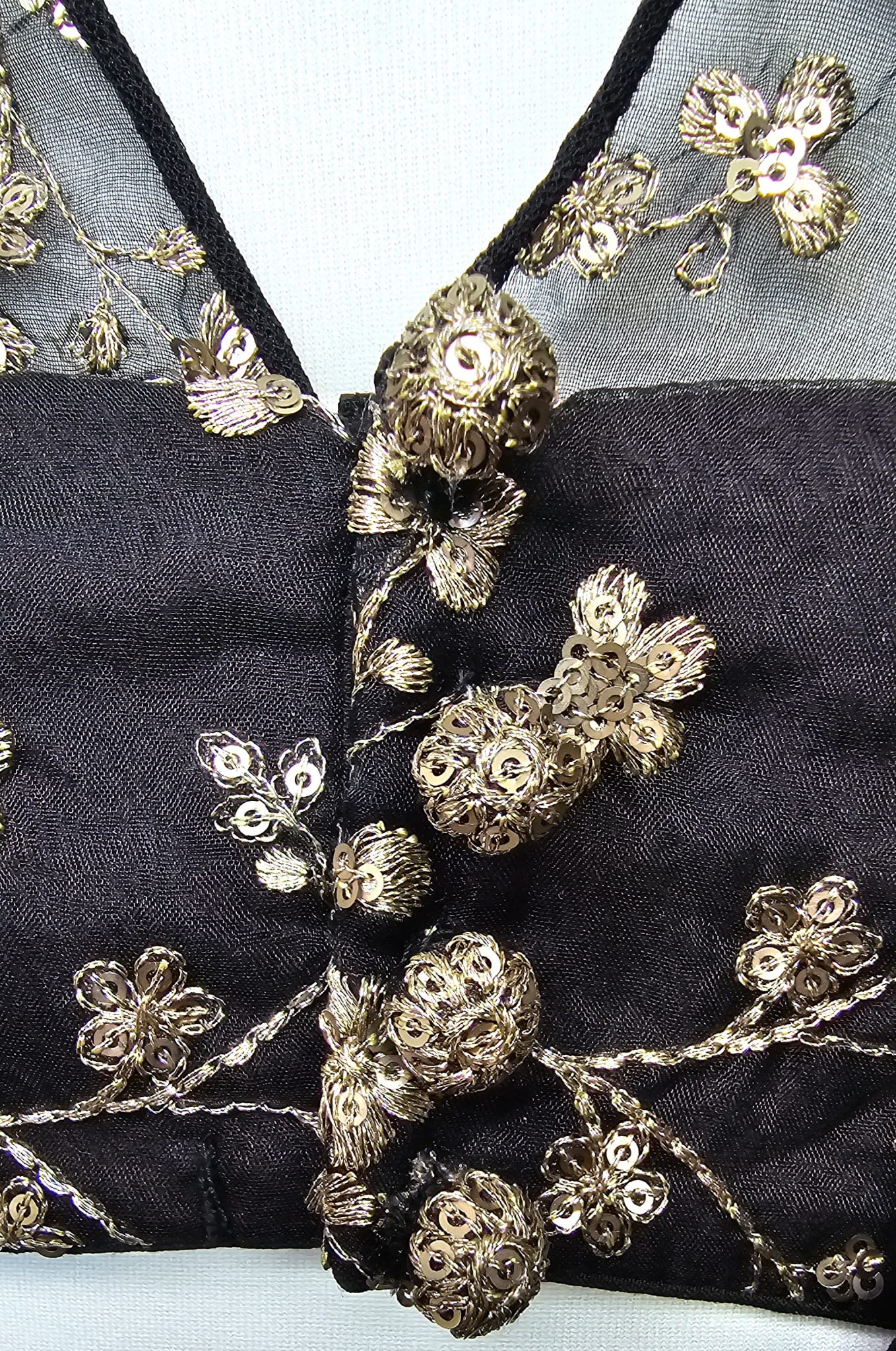 Black Georgette pre-stitched Saree