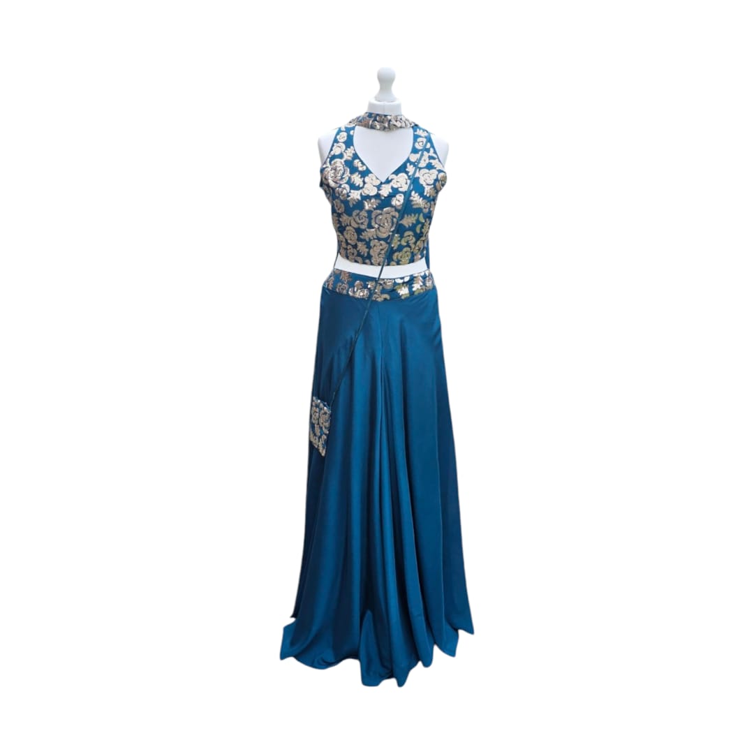 Inky Blue Haler Neck Palazzo