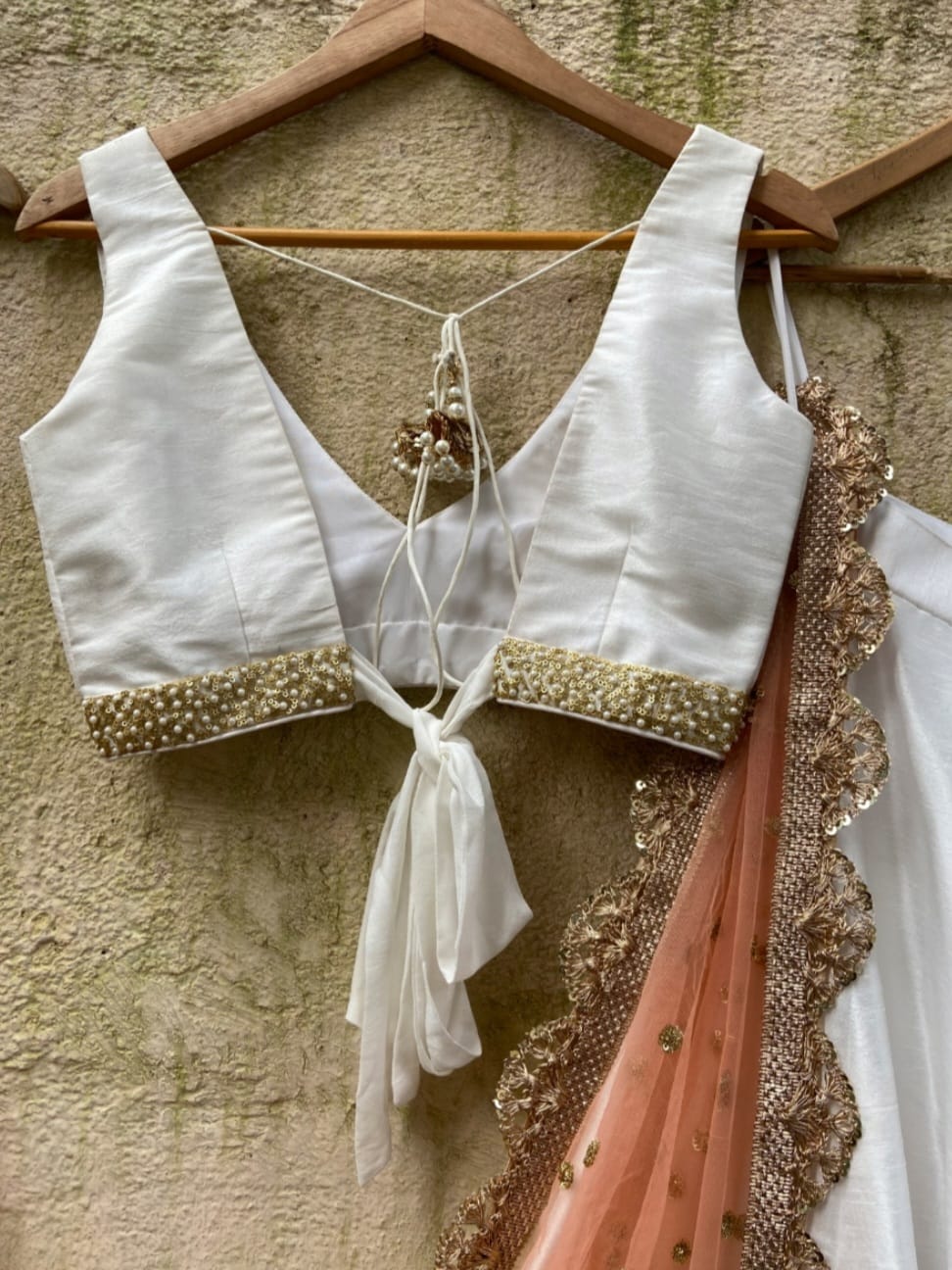 Ivory And Peach Lehenga