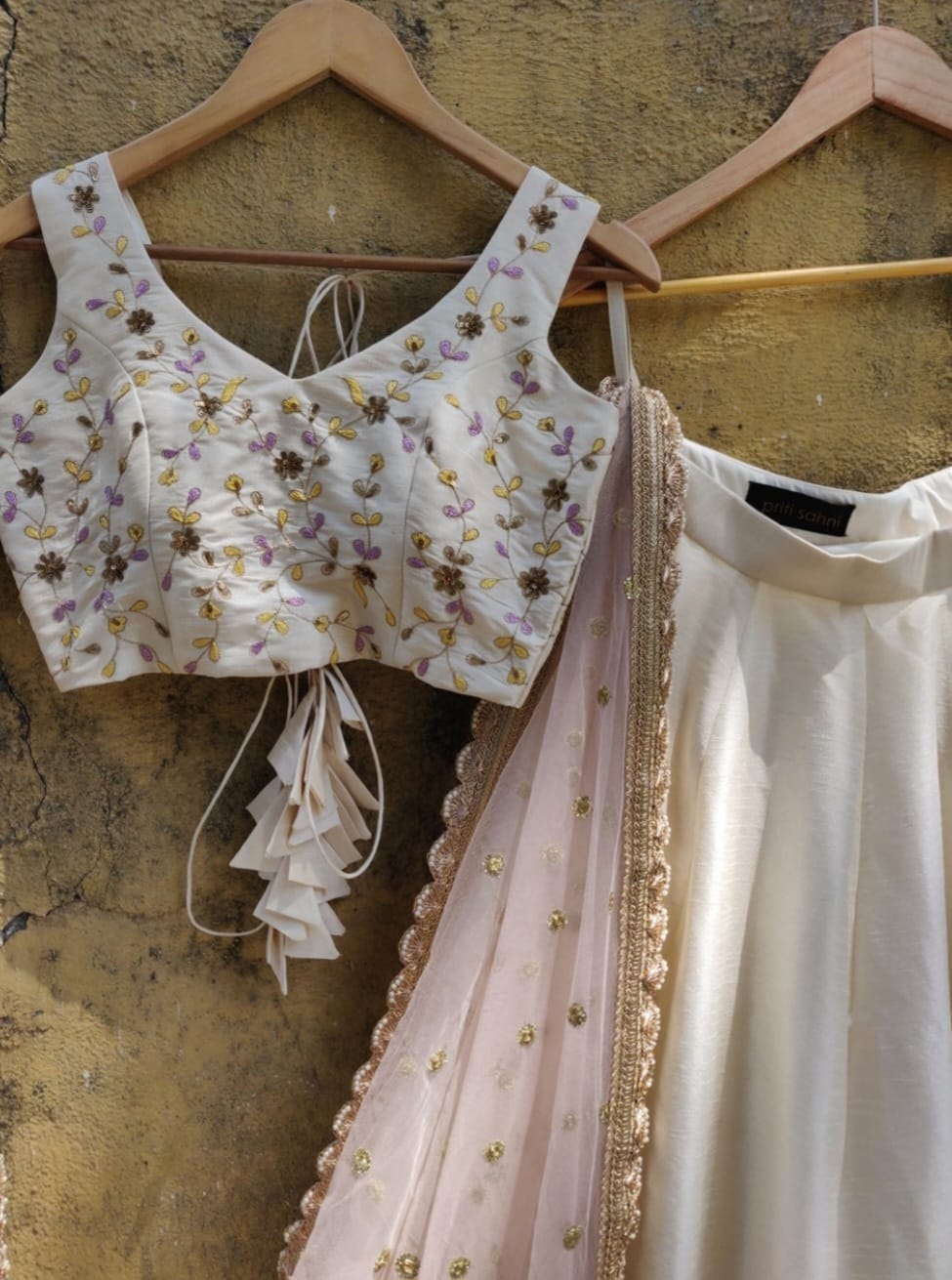 Off White and Pink Lehenga