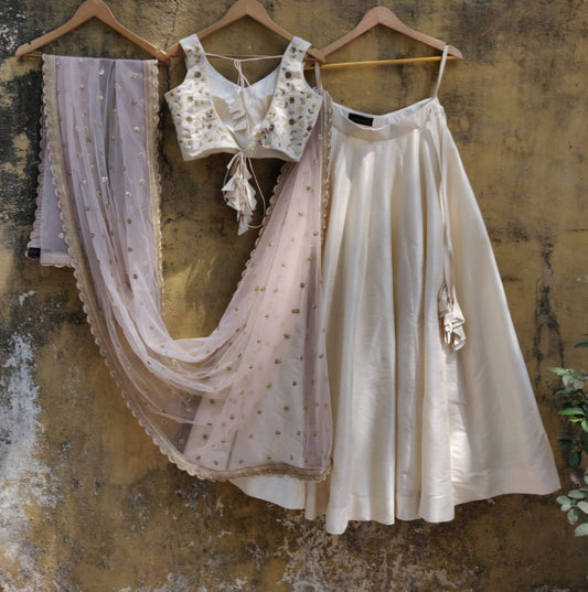 Off White and Pink Lehenga