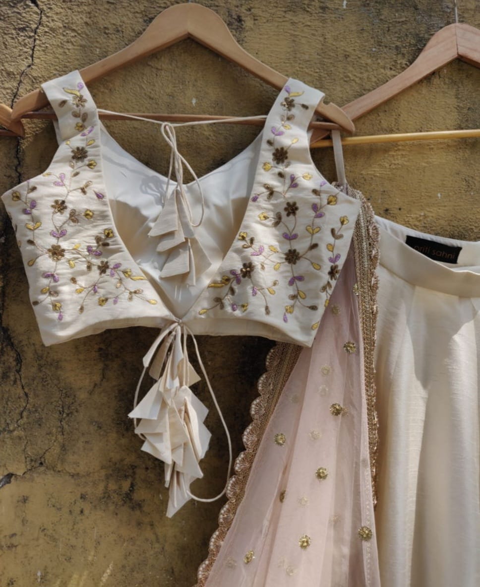 Off White and Pink Lehenga