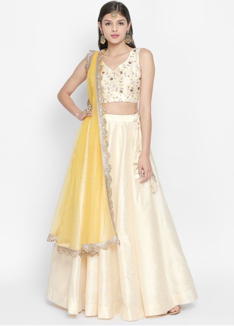 Ivory and Yellow Lehenga