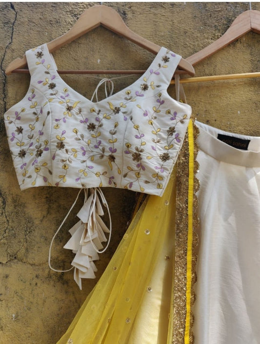 Ivory and Yellow Lehenga