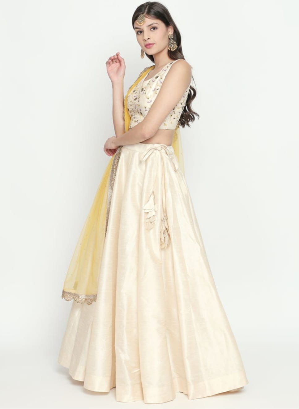 Ivory and Yellow Lehenga
