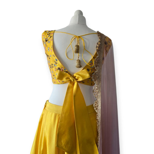 Mustard Raw Silk Lehenga