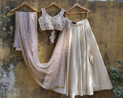 Off White and Pink Lehenga