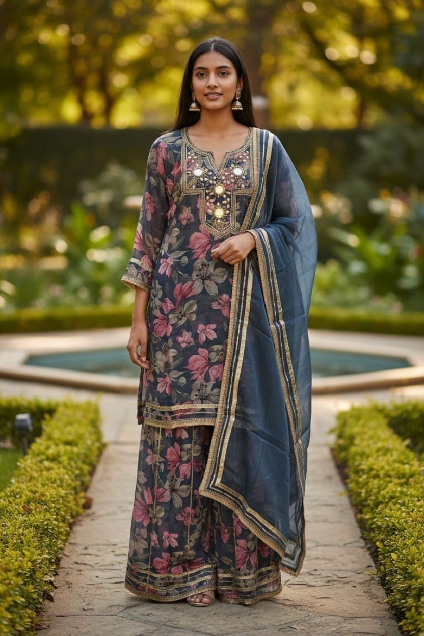 Midnight Bloom Palazzo Set