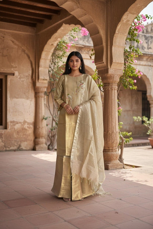 Champagne Gold Silk Palazzo