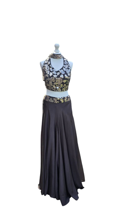 Dark Brown Halter Neck Palazzo
