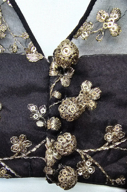 Black Georgette pre-stitched Saree