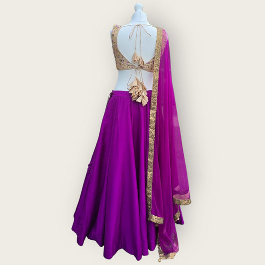 Beige and Purple Lehenga By Priti Sahni