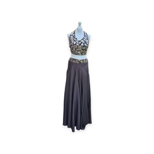 Dark Brown Halter Neck Palazzo