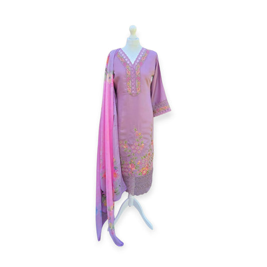 Lavender Cotton Silk Suit
