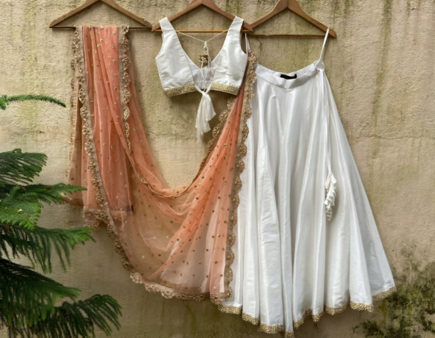 Ivory And Peach Lehenga