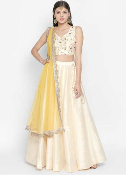 Ivory and Yellow Lehenga
